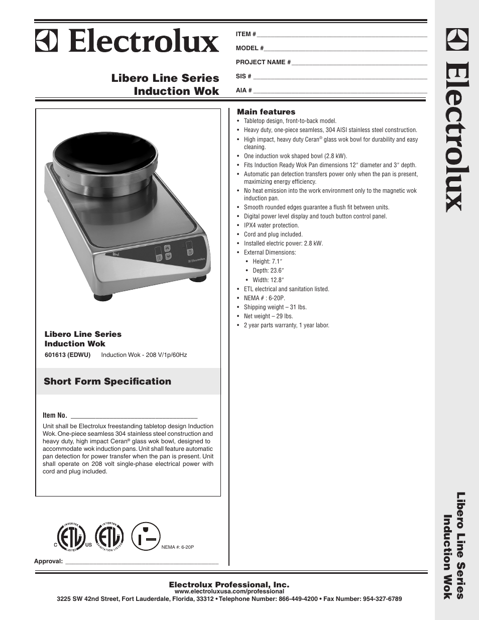 Electrolux Libero Line 601613 User Manual | 2 pages