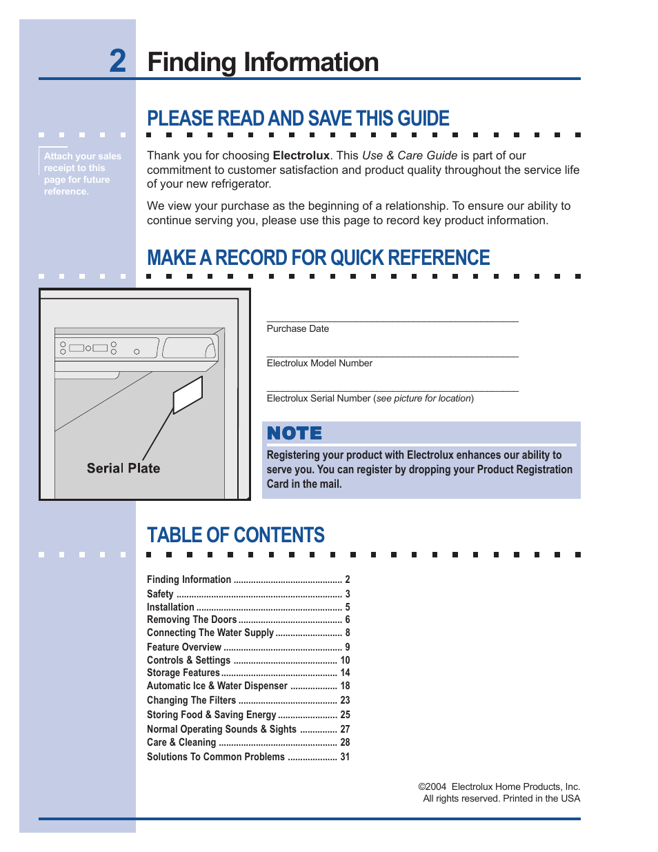 Electrolux U30024 User Manual | Page 2 / 37