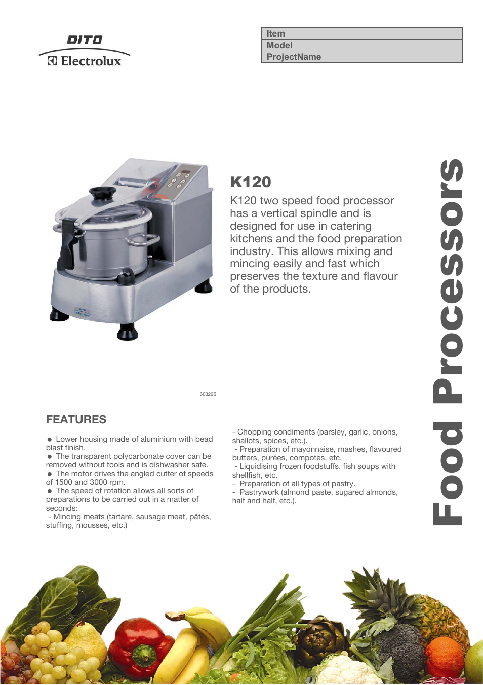 Electrolux K120F4 User Manual | 4 pages