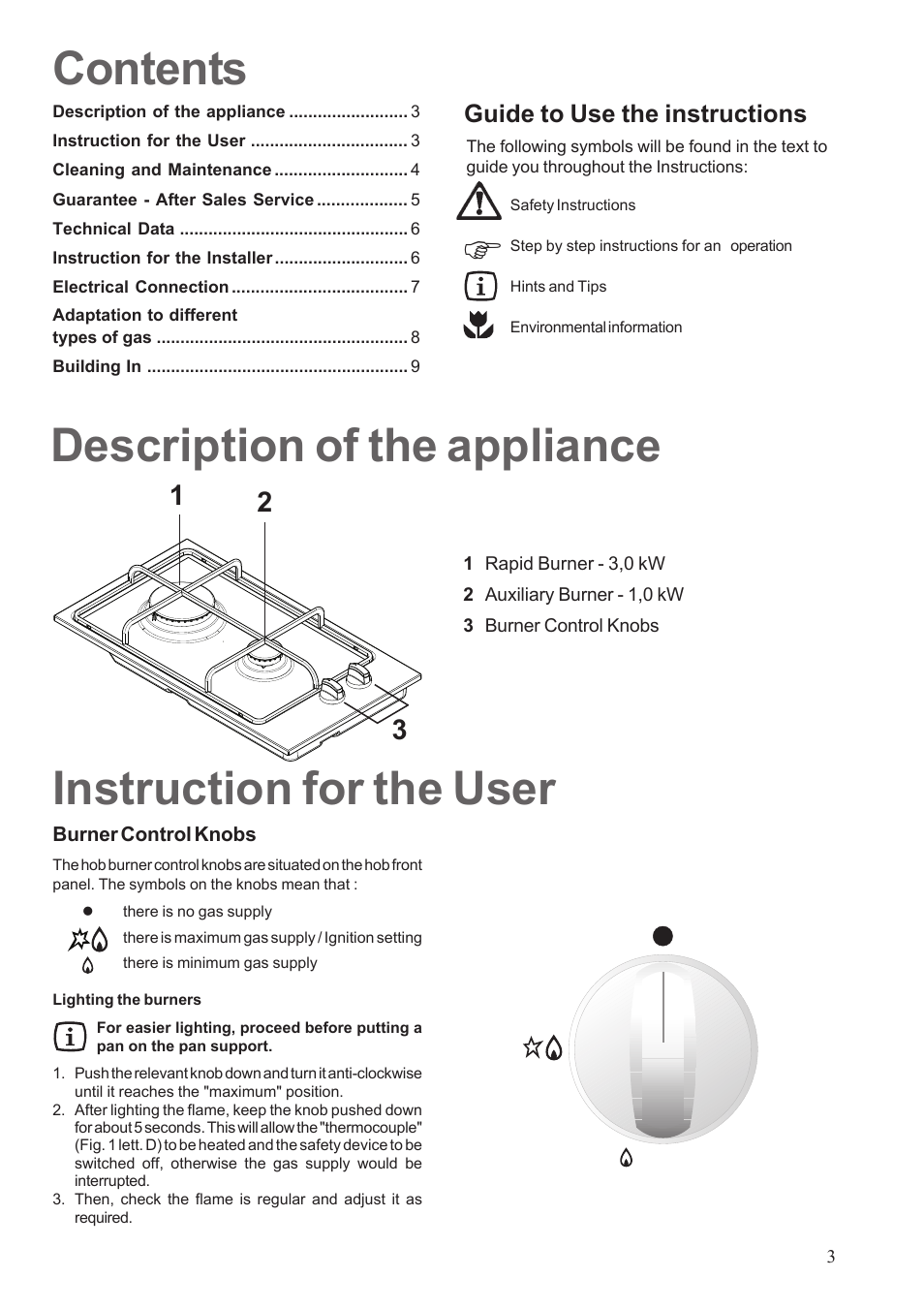 Guide to use the instructions | Electrolux EHGT326X User Manual | Page 3 / 12