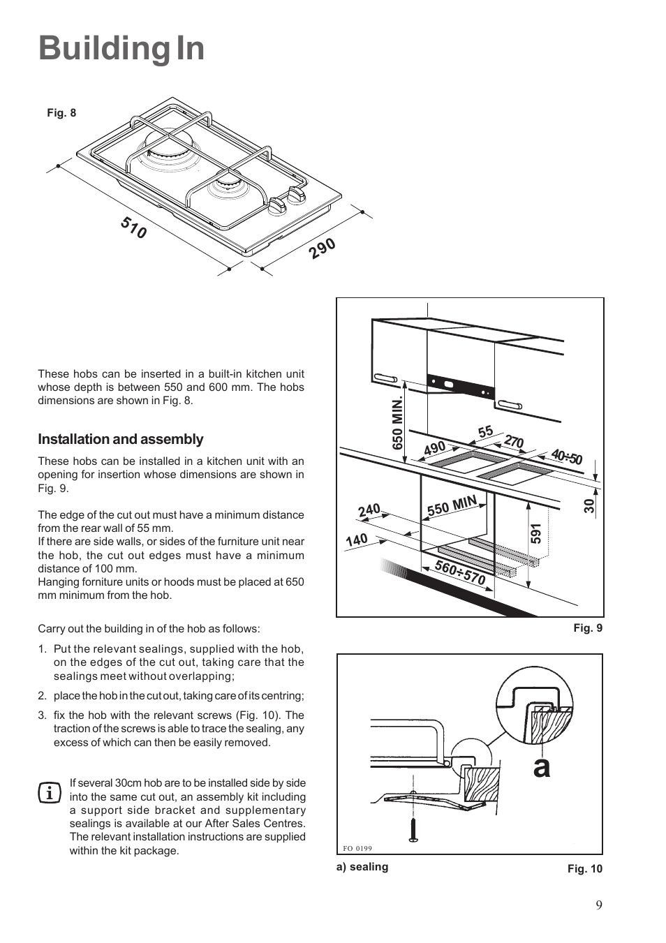 Building in | Electrolux EHGT326X User Manual | Page 9 / 12