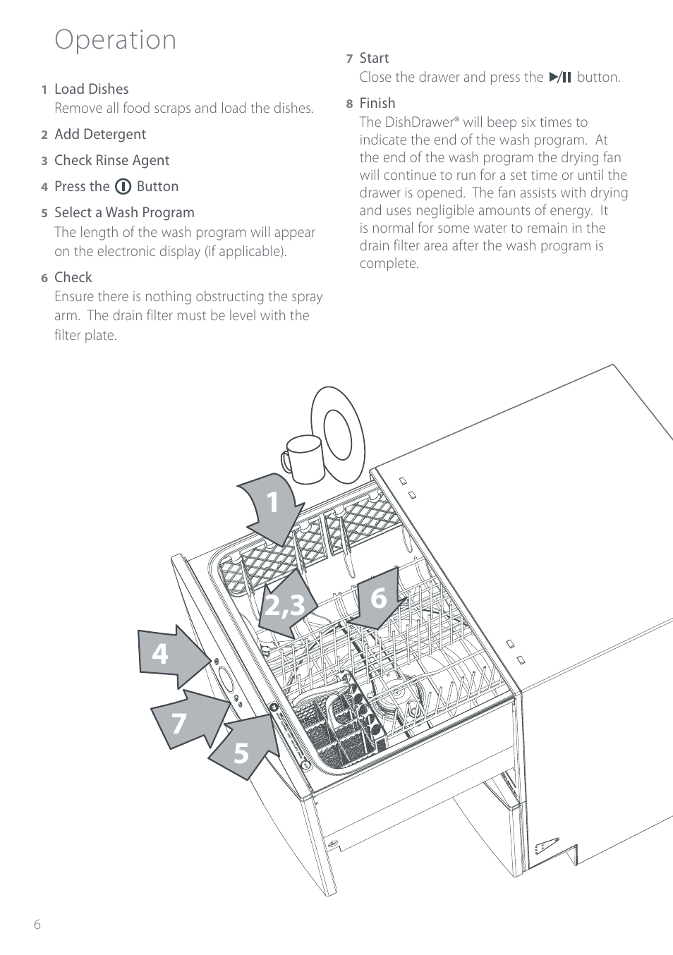 Operation | Electrolux DS603 User Manual | Page 12 / 40