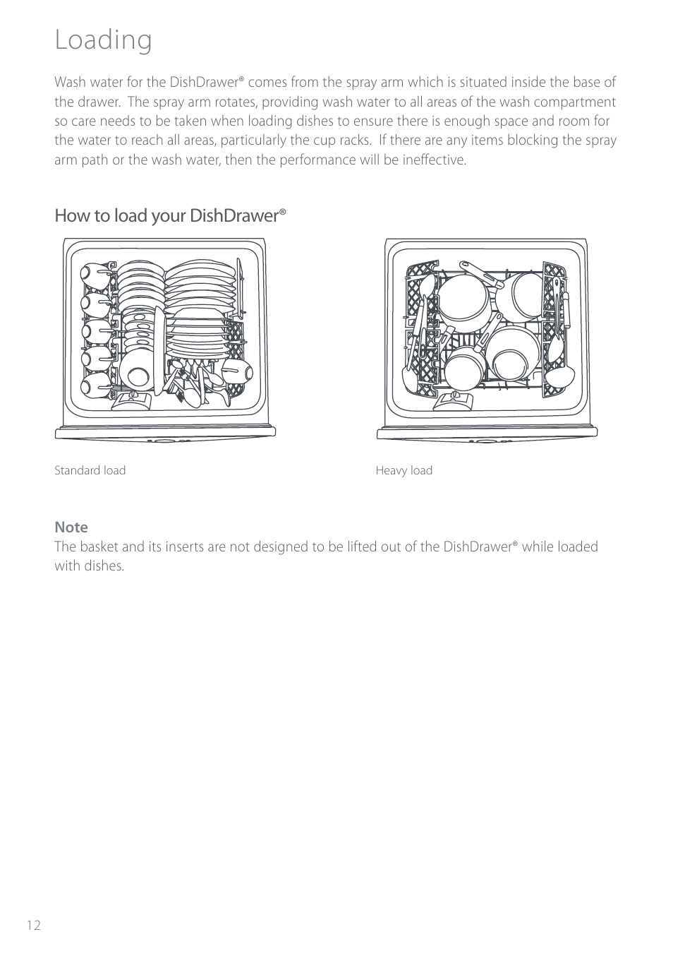 Loading, How to load your dishdrawer | Electrolux DS603 User Manual | Page 18 / 40