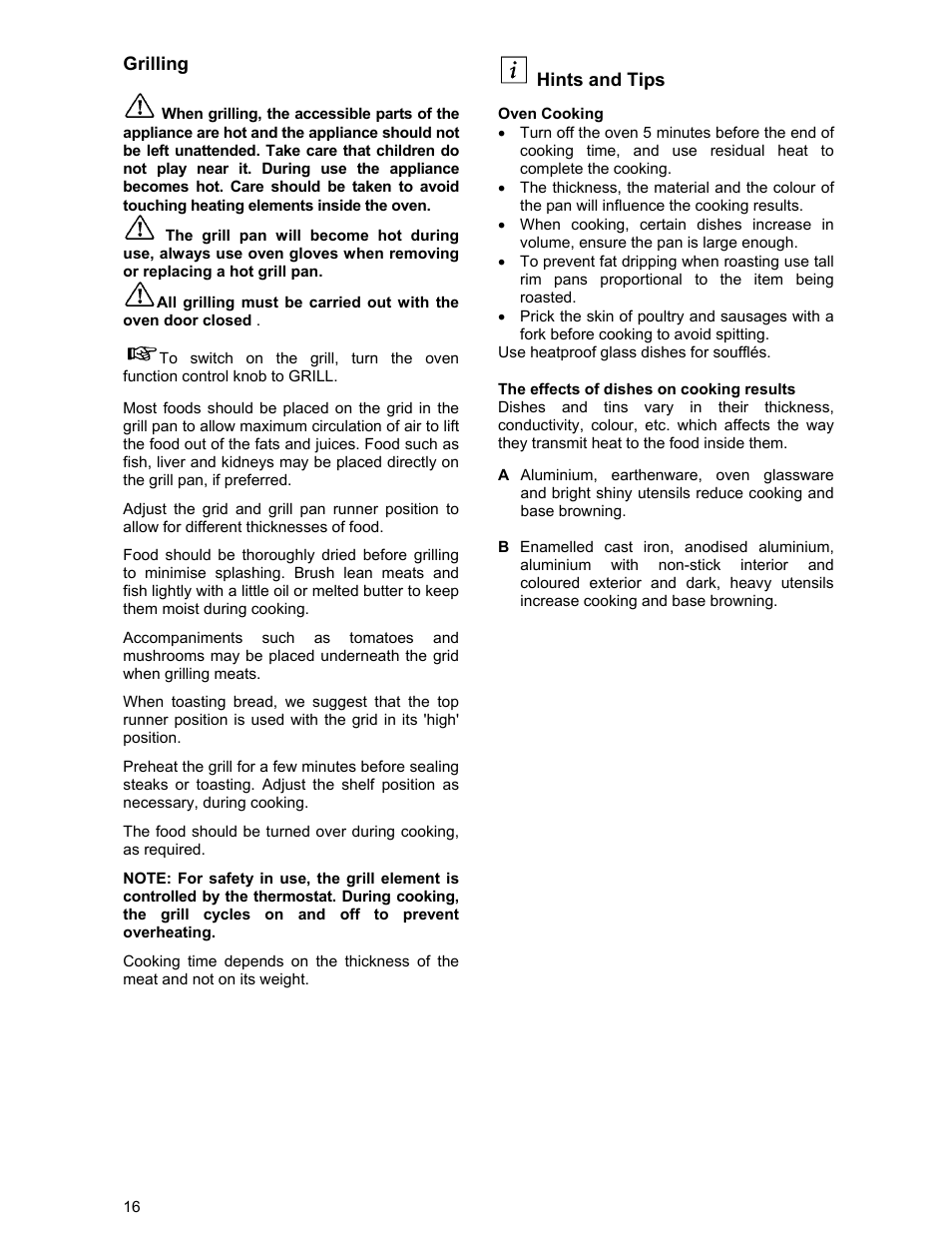 Electrolux DSO51DF User Manual | Page 16 / 24