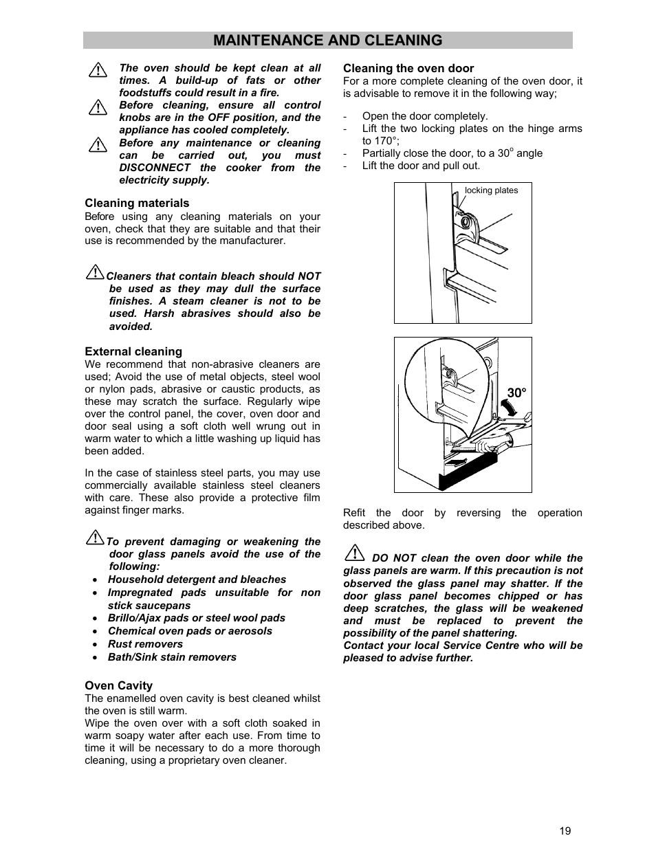 Maintenance and cleaning | Electrolux DSO51DF User Manual | Page 19 / 24