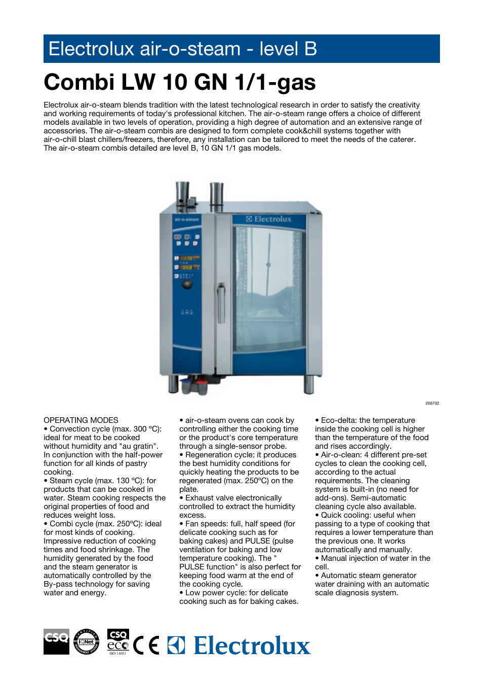 Electrolux Air-O-Steam 268512 User Manual | 4 pages