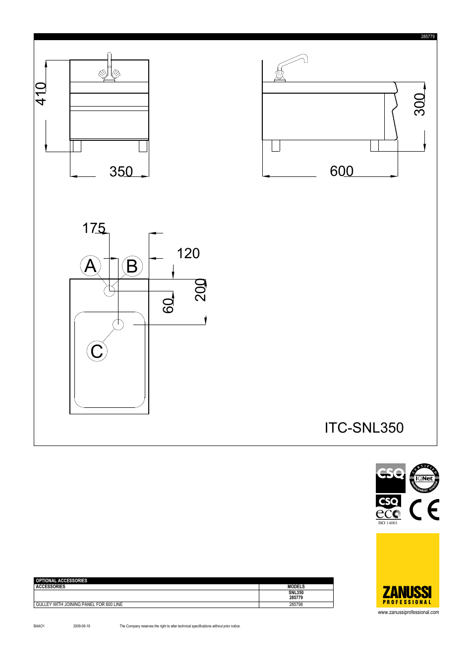 Ca b, Zanussi | Electrolux 285779 User Manual | Page 2 / 2