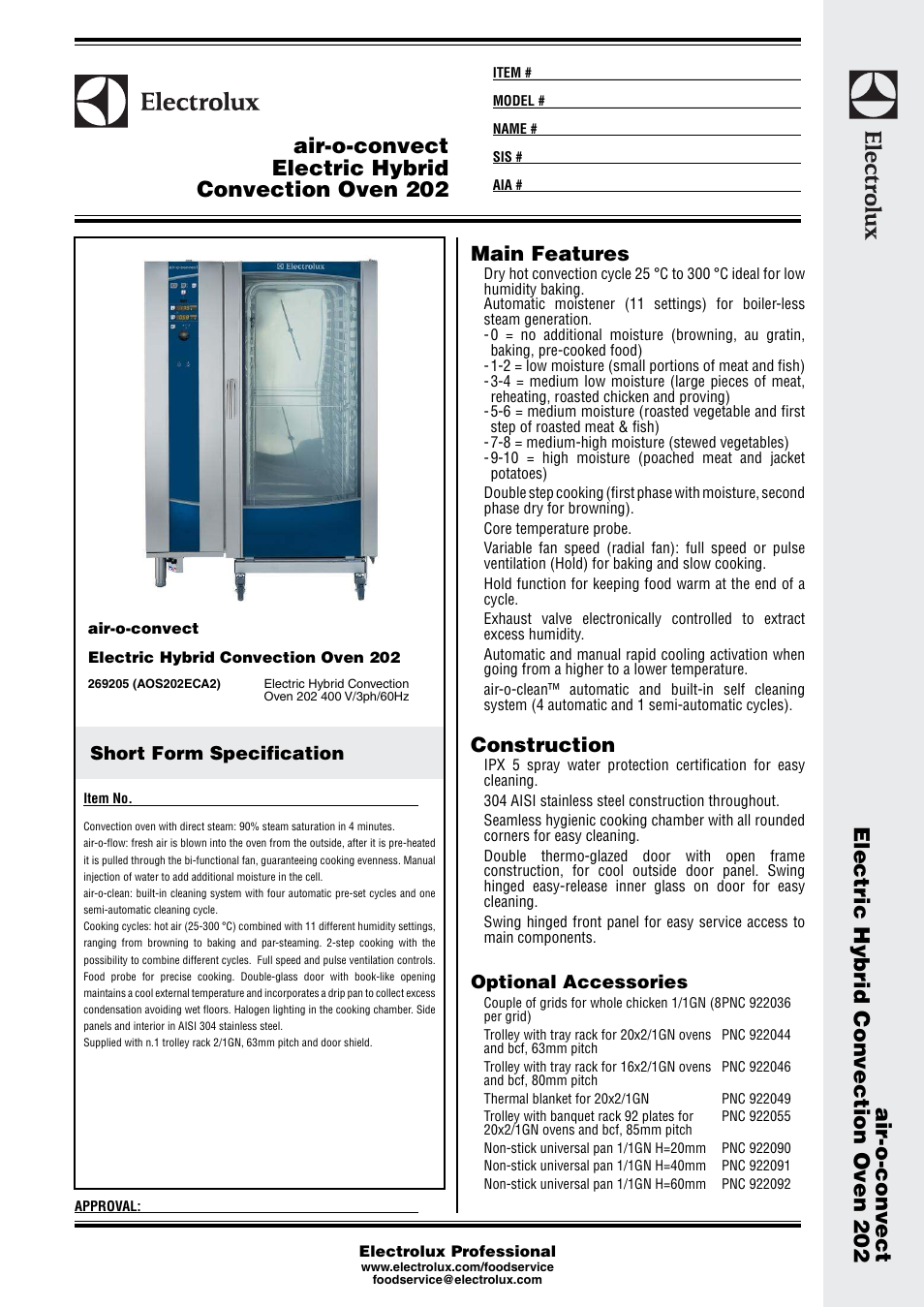 Electrolux Air-o-convect 202 User Manual | 3 pages