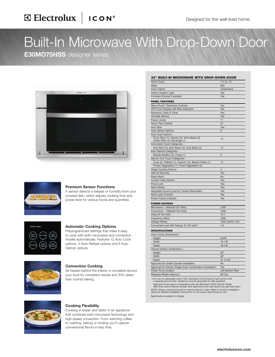 Electrolux E30MO75HPS User Manual | 4 pages