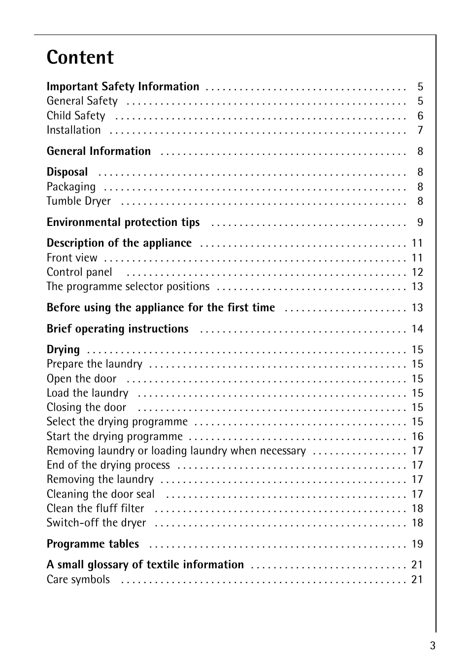 Content | Electrolux LAVATHERM 37320 User Manual | Page 3 / 40