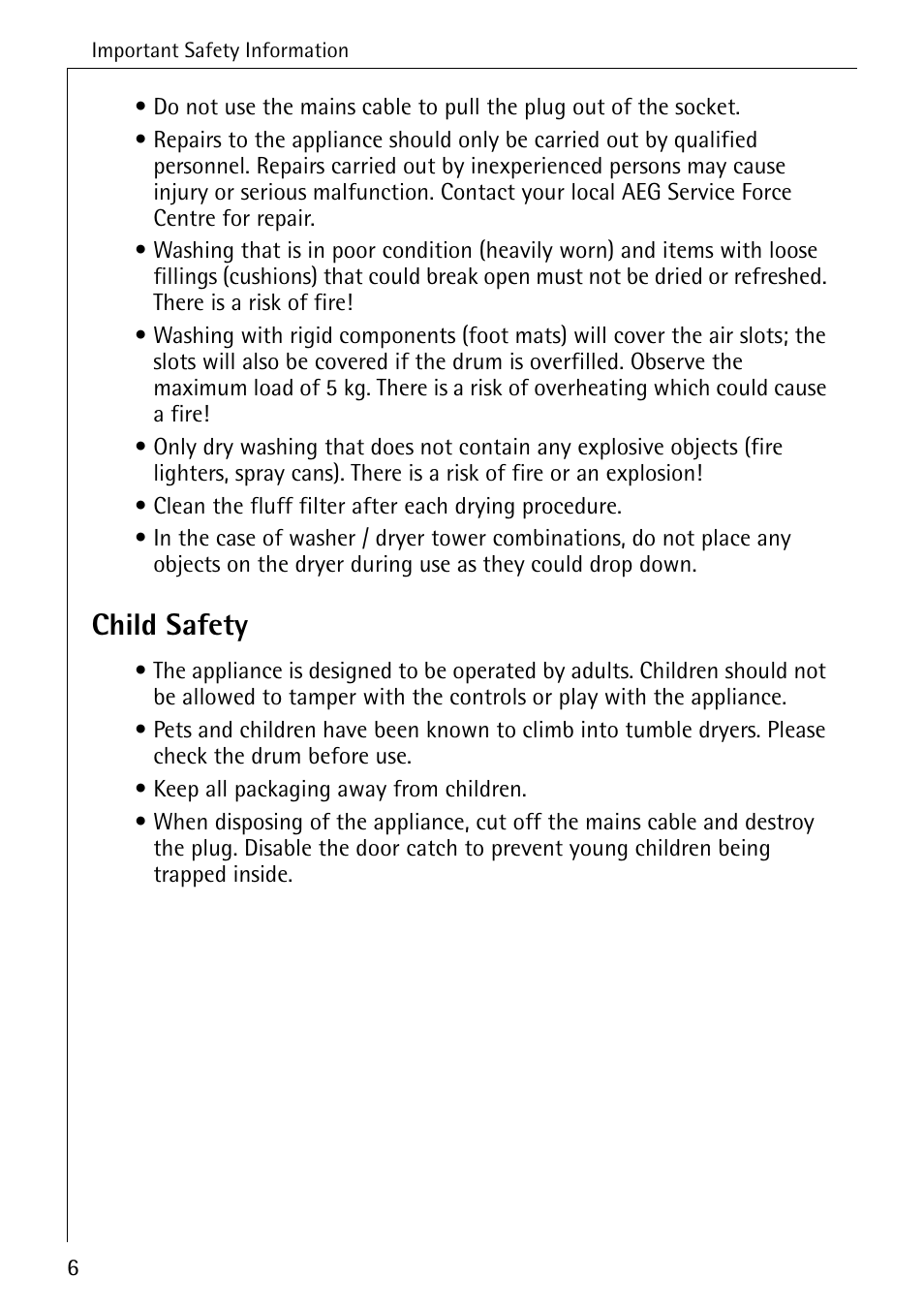 Child safety | Electrolux LAVATHERM 37320 User Manual | Page 6 / 40