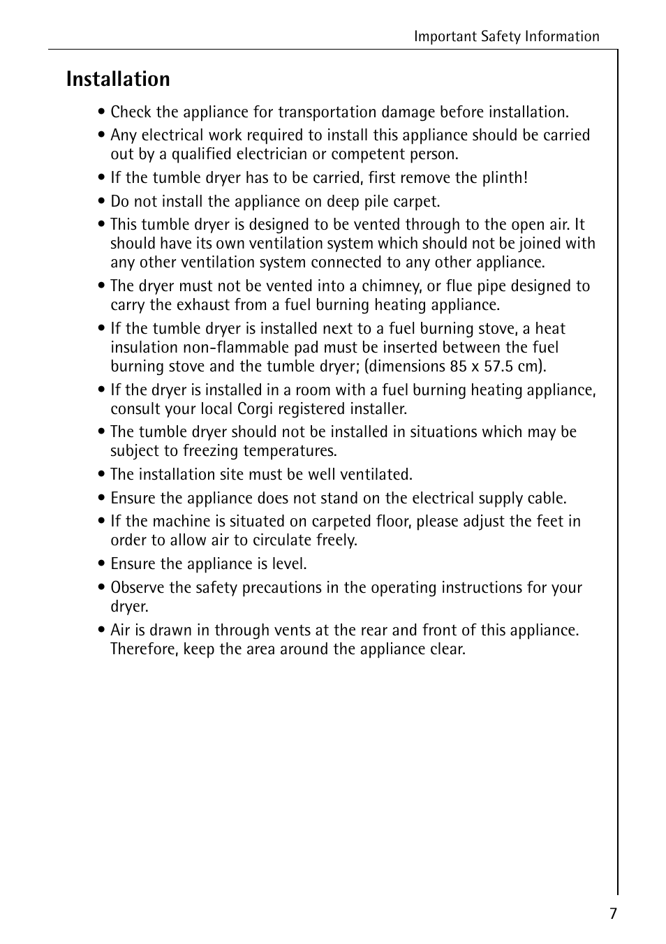 Installation | Electrolux LAVATHERM 37320 User Manual | Page 7 / 40