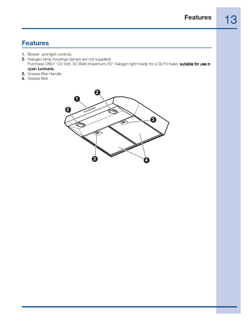 Features | Electrolux 316488521 User Manual | Page 13 / 19