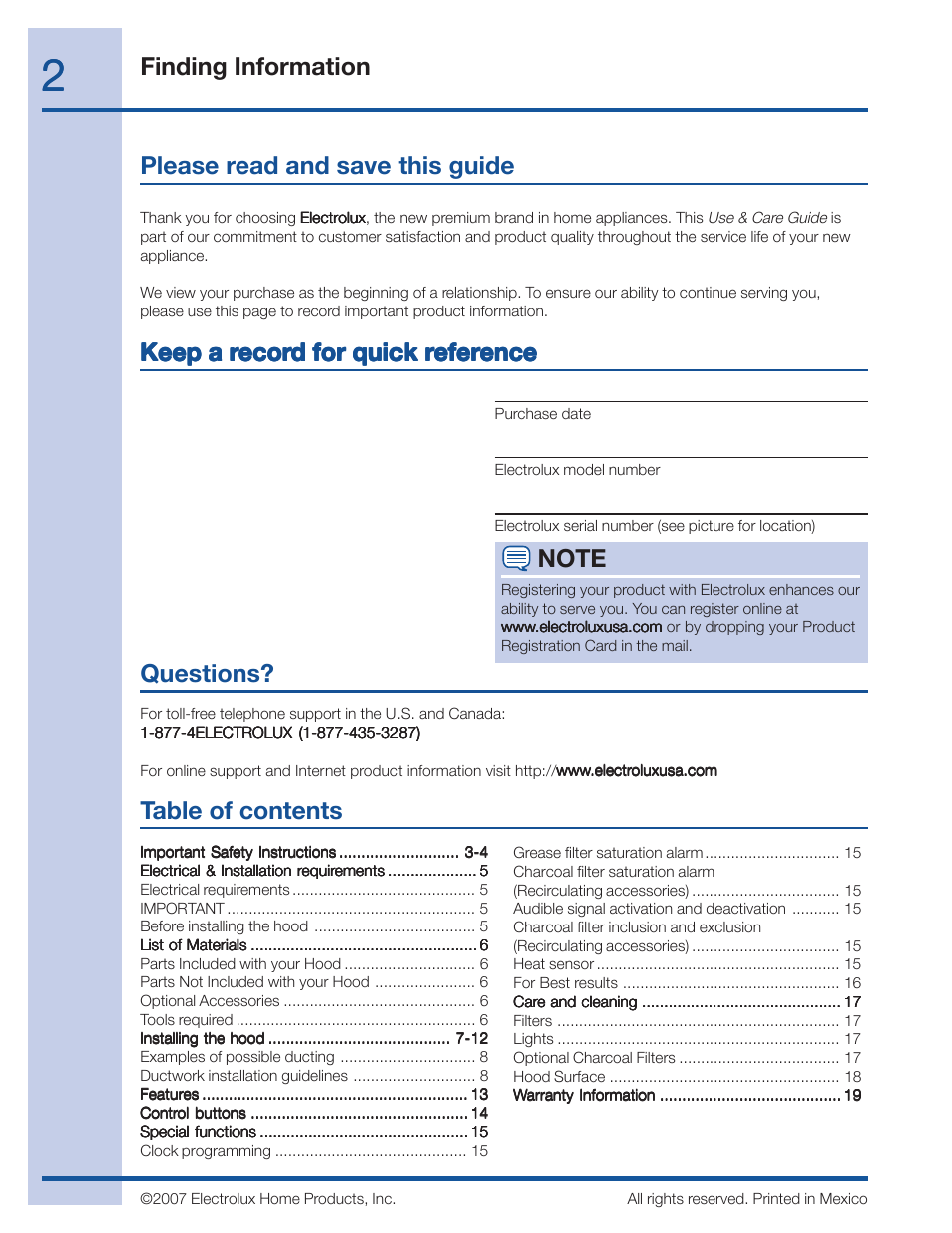 Electrolux 316488521 User Manual | Page 2 / 19