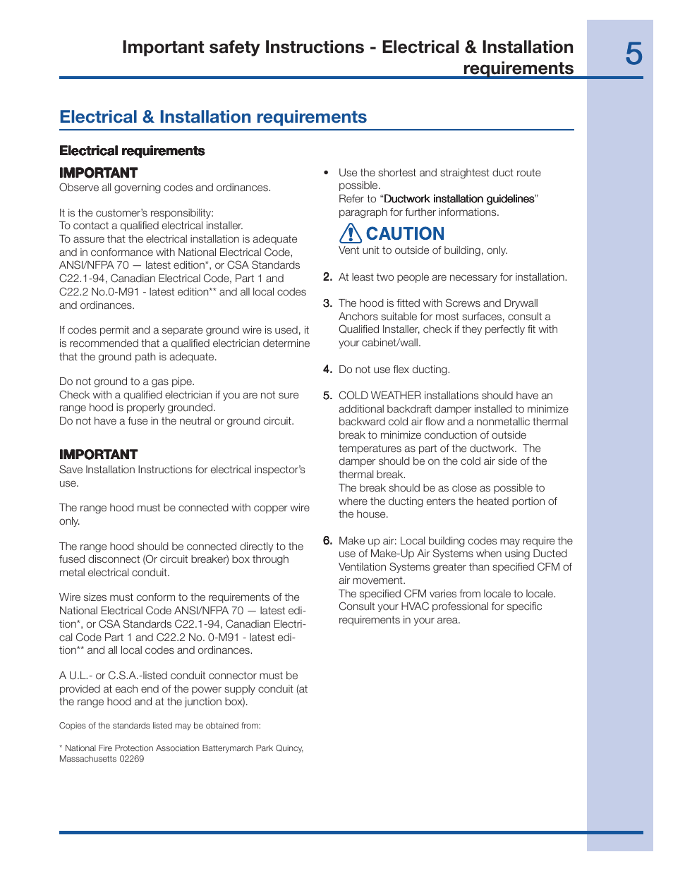 Read and save these instructions | Electrolux 316488521 User Manual | Page 5 / 19