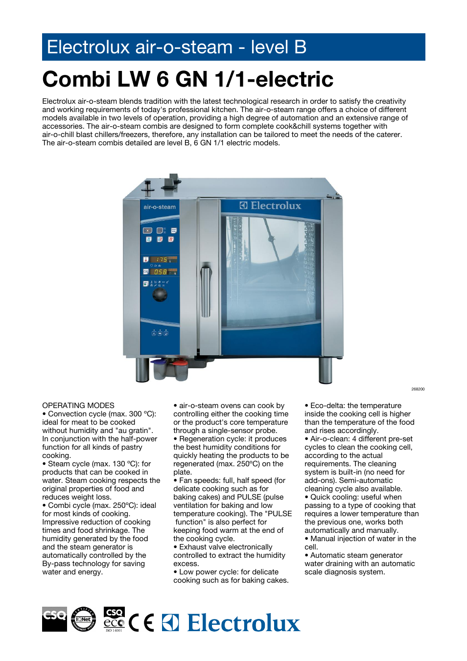 Electrolux Air-O-Steam AOS061EBA1 User Manual | 4 pages