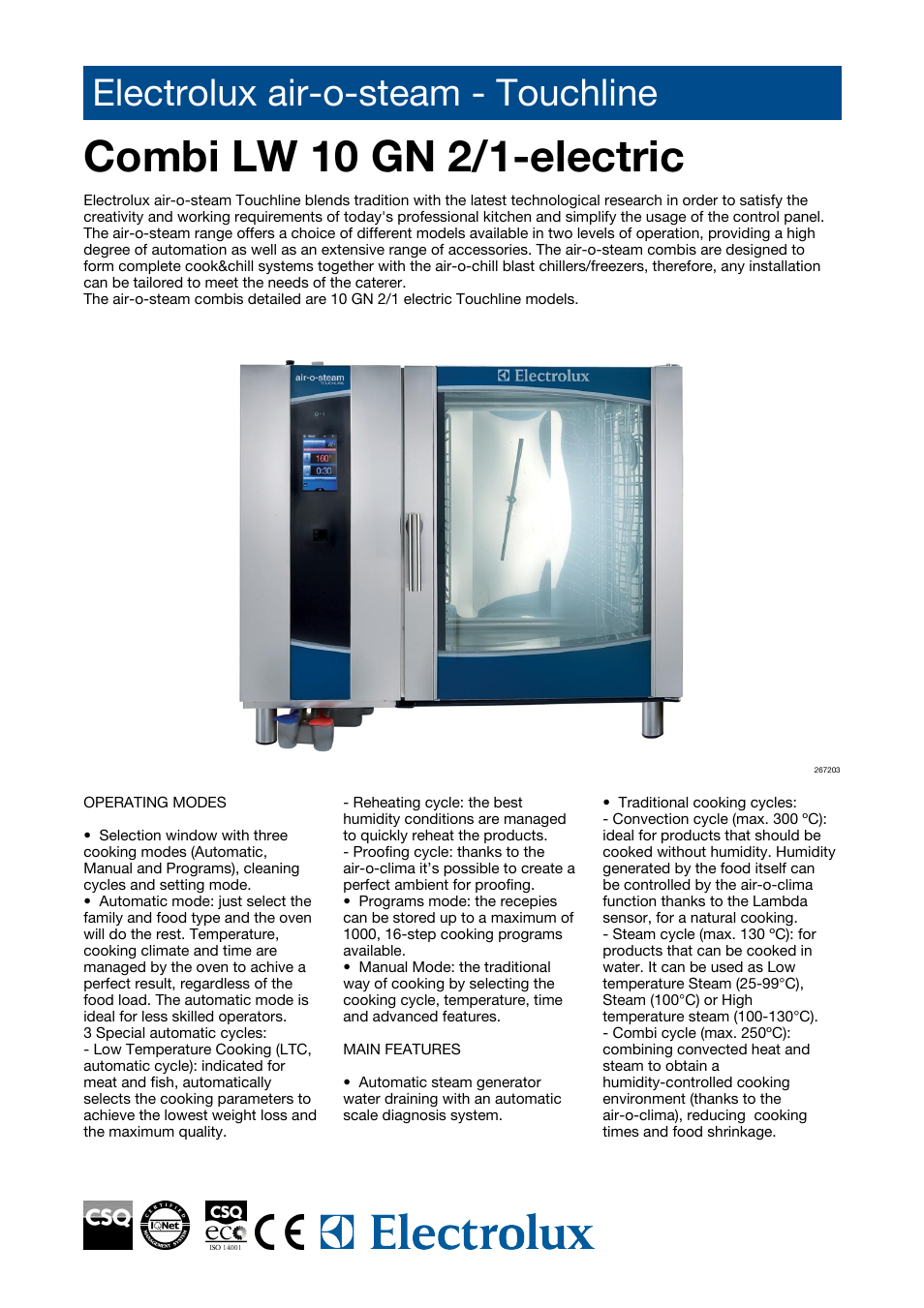 Electrolux TOUCHLINE LW 10 GN User Manual | 4 pages