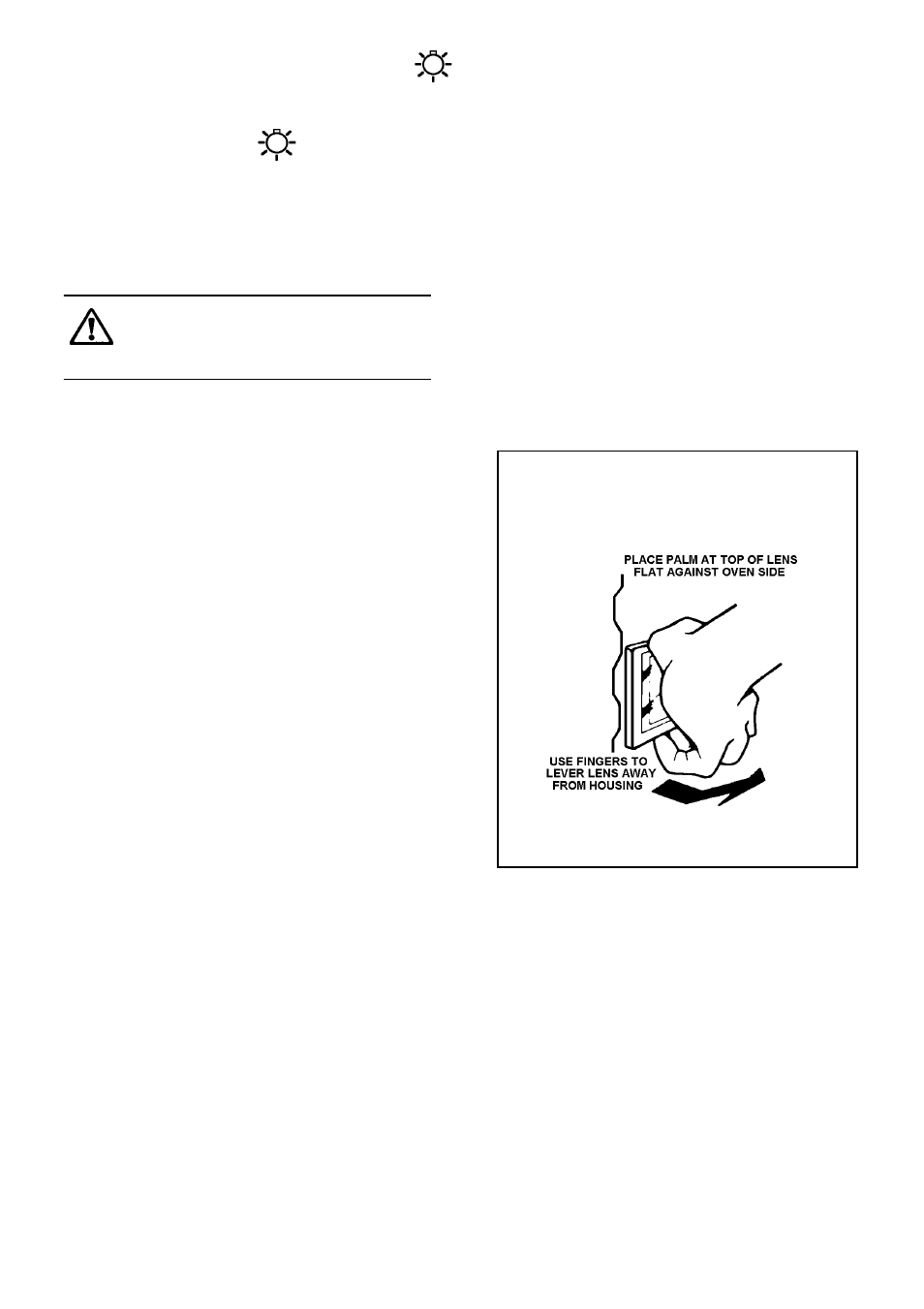 The oven lights, Replacing an oven light bulb | Electrolux 5212 BU User Manual | Page 48 / 64