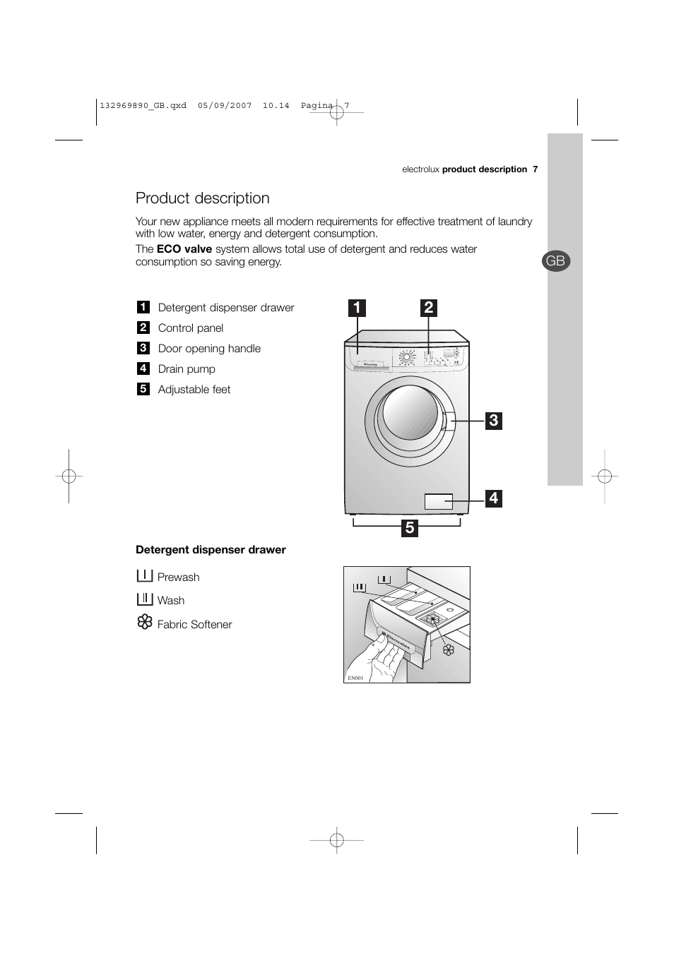 Product description | Electrolux EWF 14480 W User Manual | Page 7 / 44