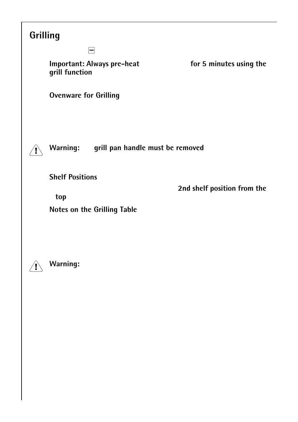 Grilling | Electrolux B 4140 User Manual | Page 32 / 60