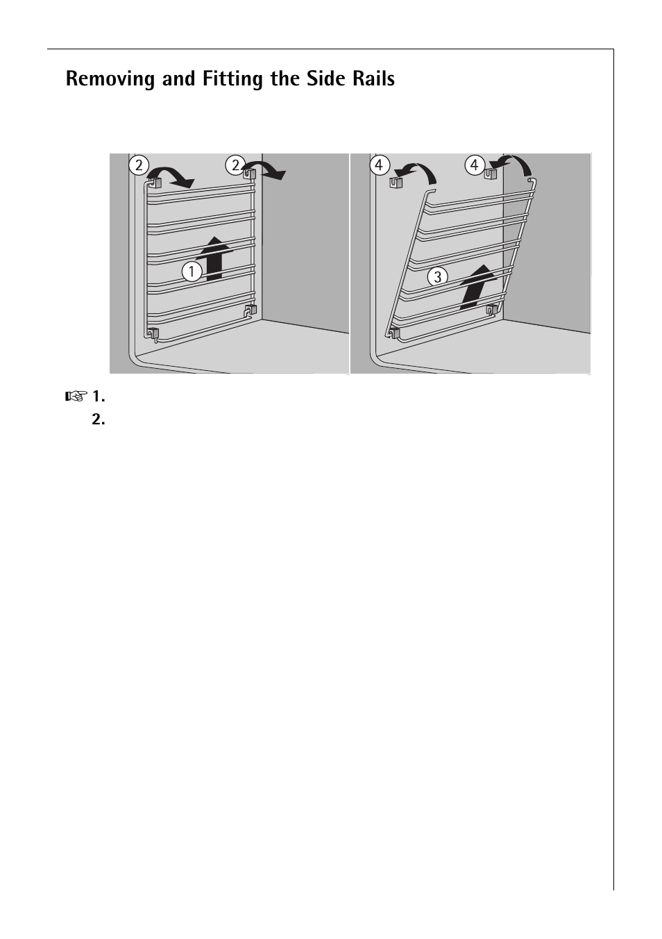 Removing and fitting the side rails | Electrolux B 4140 User Manual | Page 37 / 60