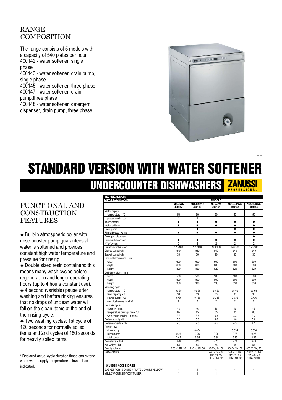 Electrolux Zanussi Professional NUC1WS User Manual | 3 pages