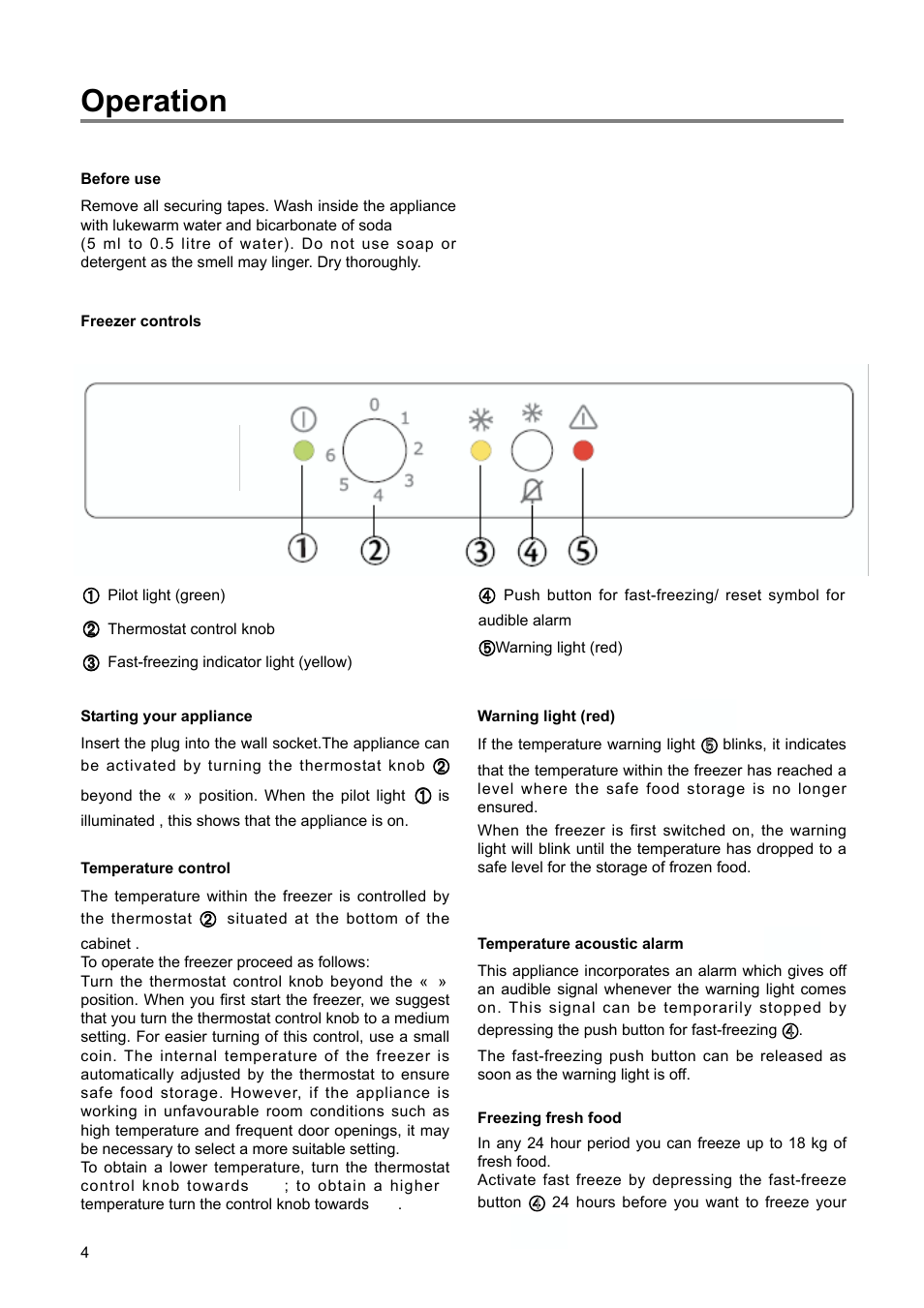 Operation | Electrolux 2222 784-01 User Manual | Page 4 / 20