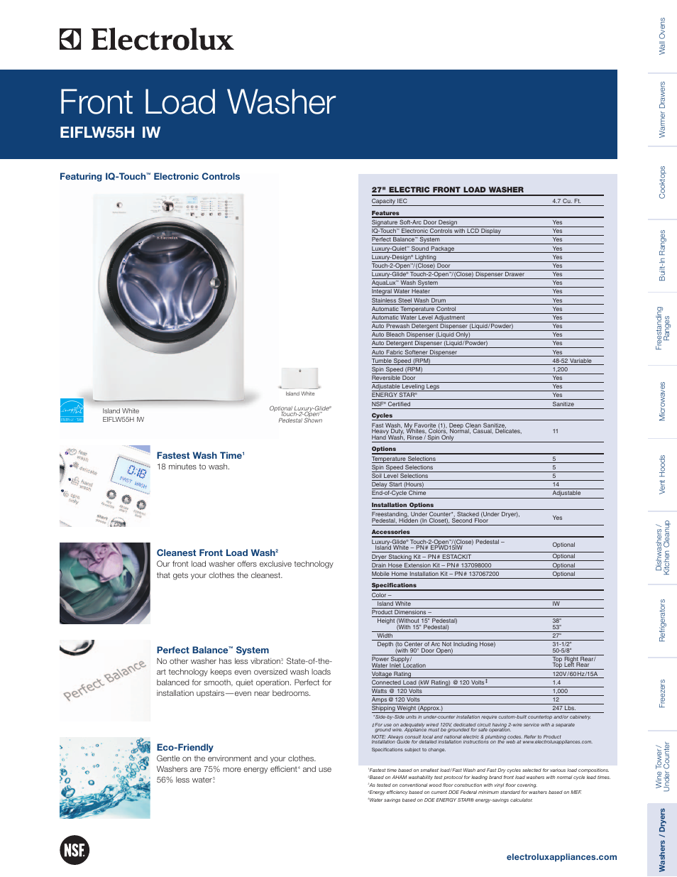 Electrolux EIFLW55HIW User Manual | 2 pages