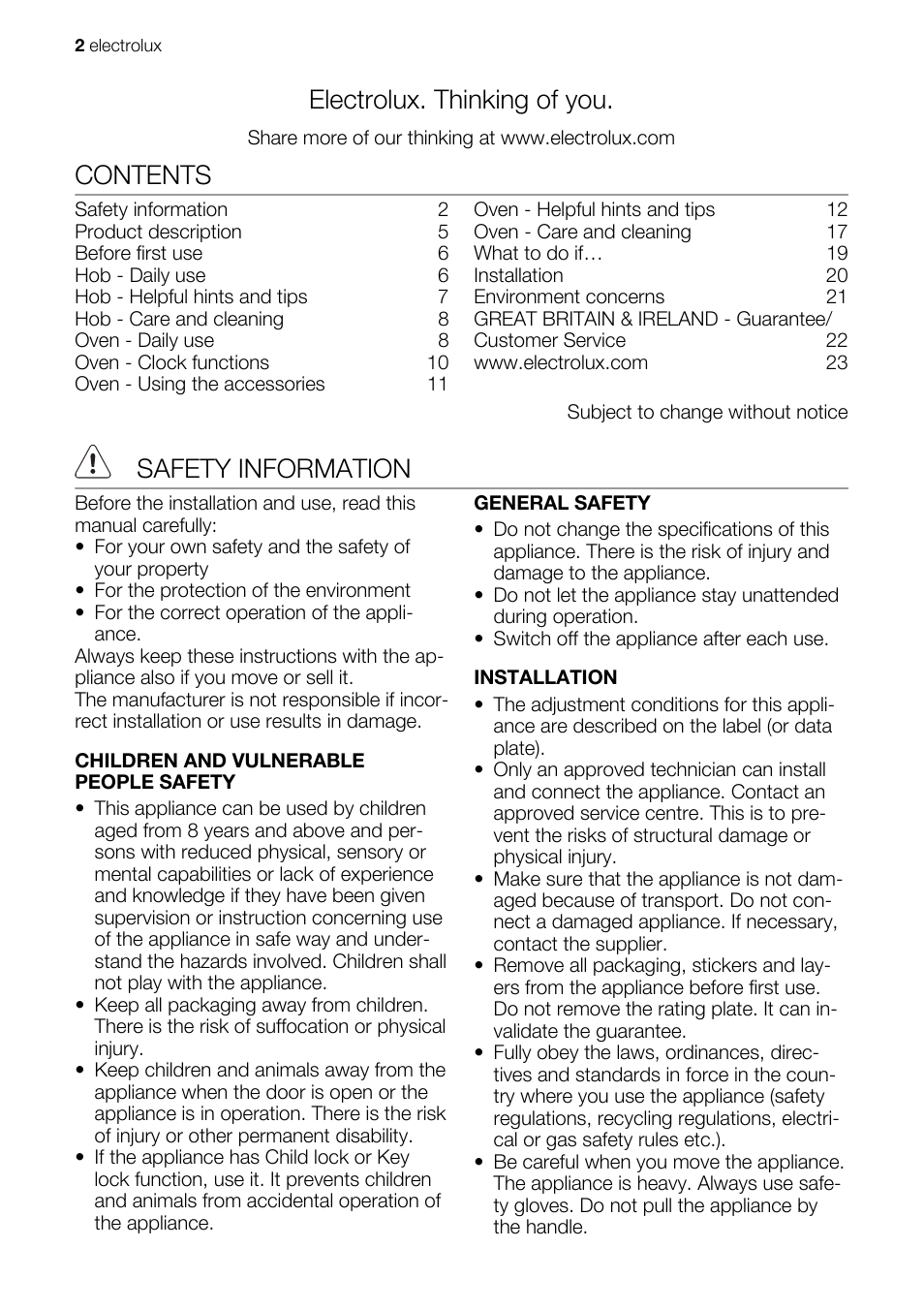 Electrolux EKC603602 User Manual | Page 2 / 28