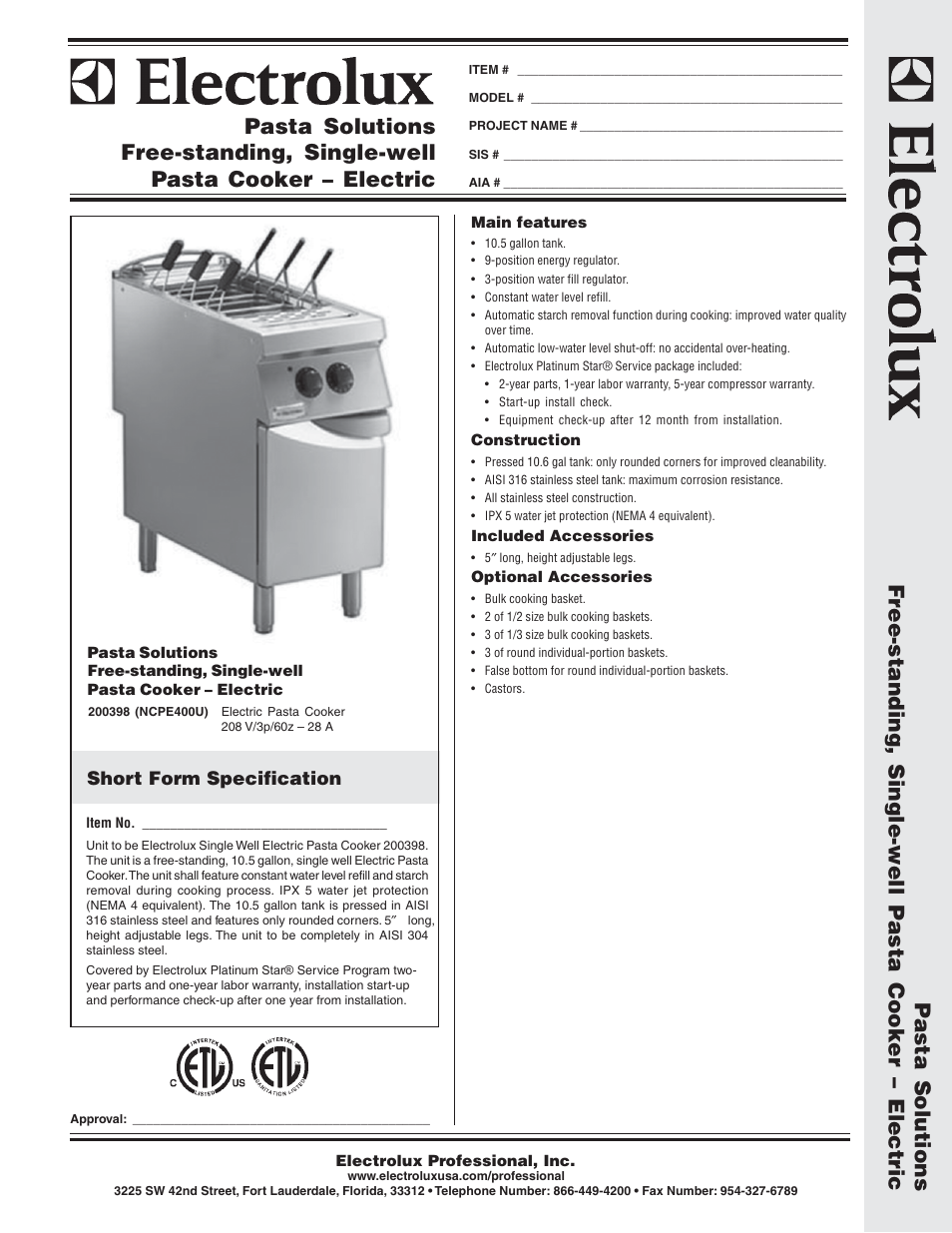 Electrolux 200398 User Manual | 2 pages