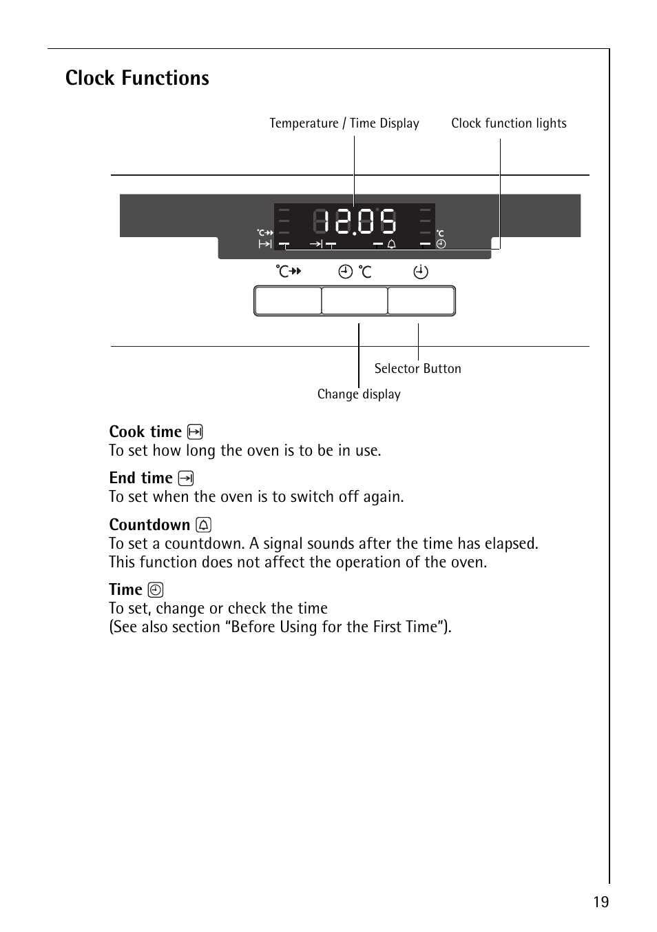 Clock functions | Electrolux B5741-4 User Manual | Page 19 / 60