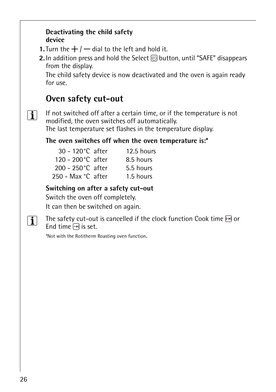 Oven safety cut-out | Electrolux B5741-4 User Manual | Page 26 / 60