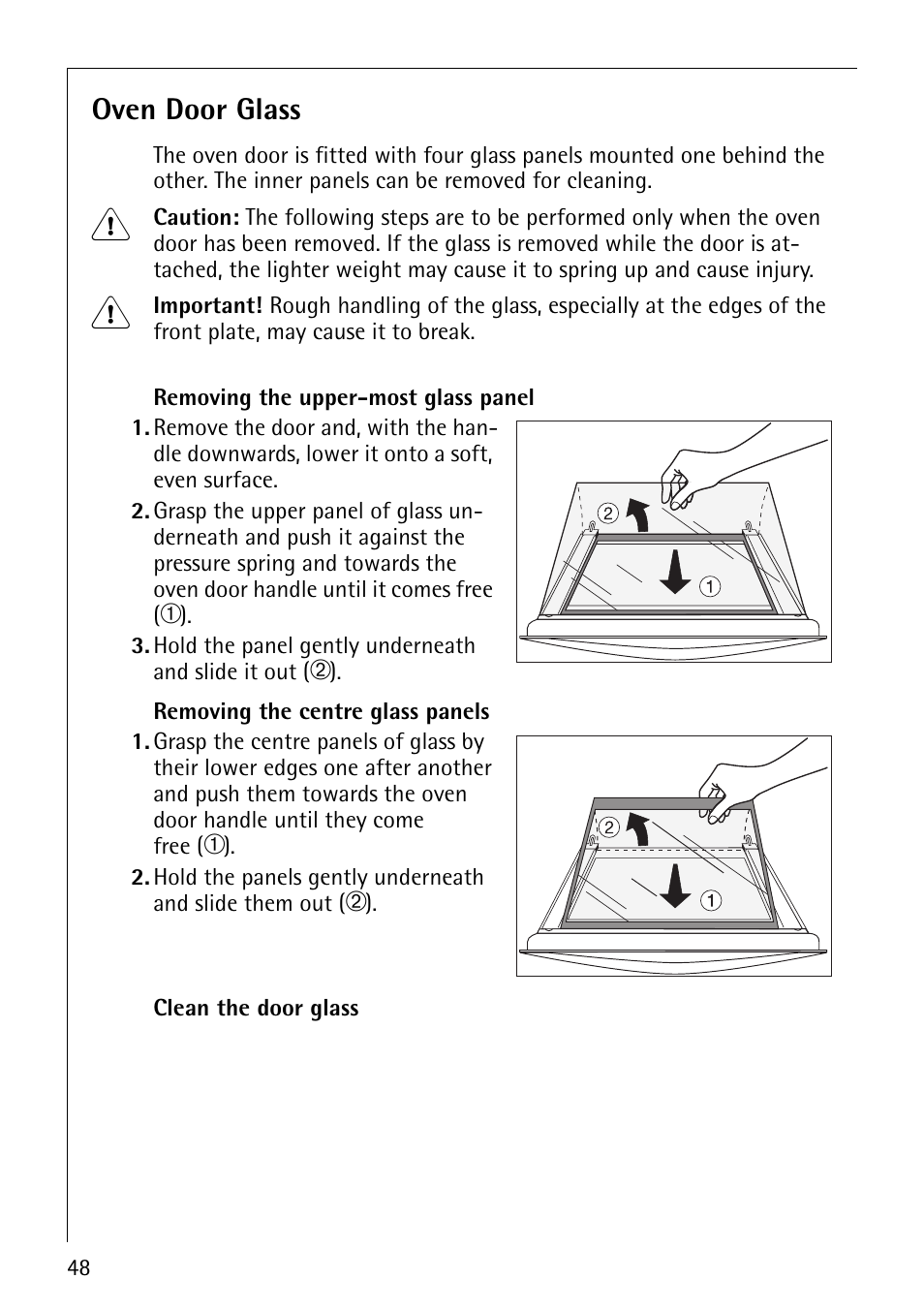 Oven door glass | Electrolux B5741-4 User Manual | Page 48 / 60