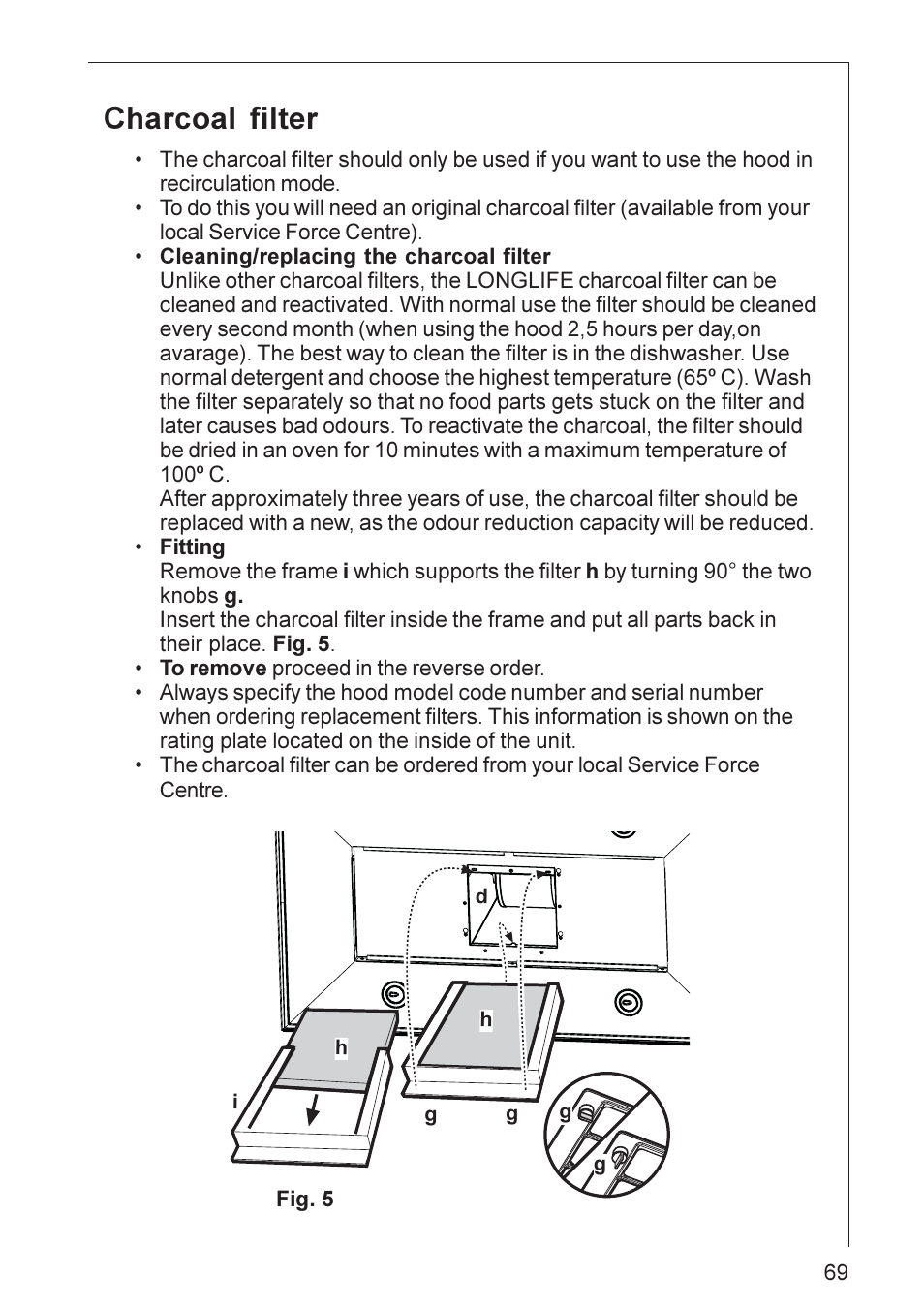Charcoal filter | Electrolux DI 8820 User Manual | Page 10 / 21