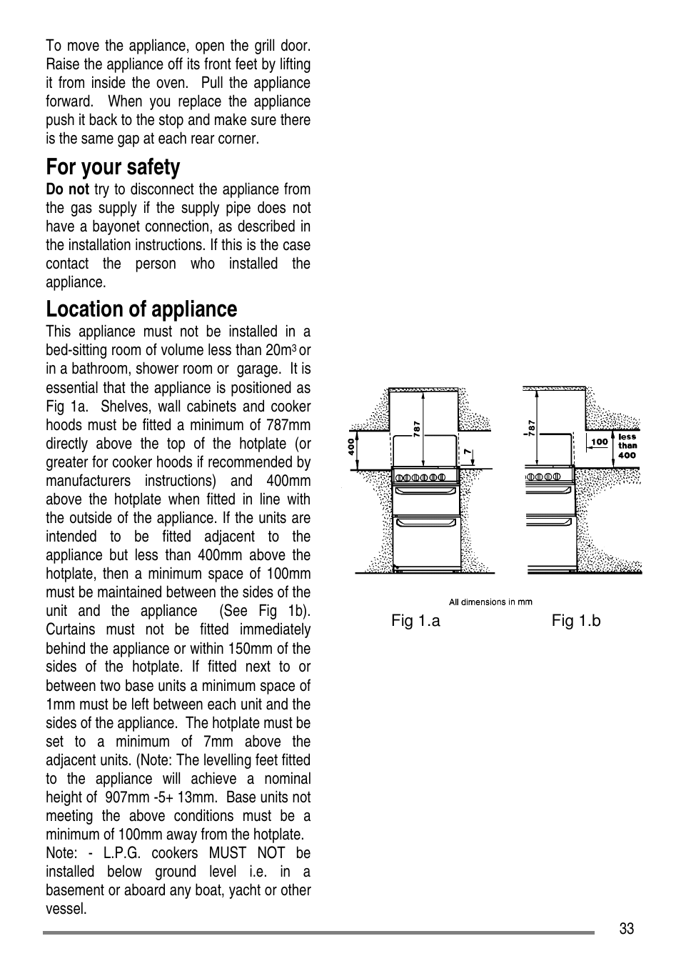For your safety, Location of appliance | Electrolux ZCG5300 User Manual | Page 33 / 40