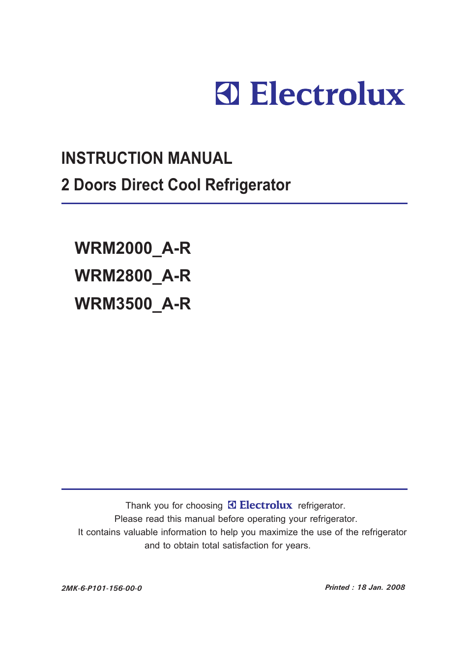 Electrolux WRM3500_A-R User Manual | 11 pages