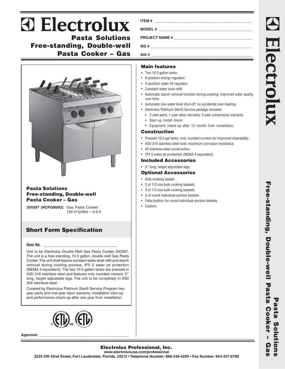 Electrolux NCPG800U User Manual | 2 pages