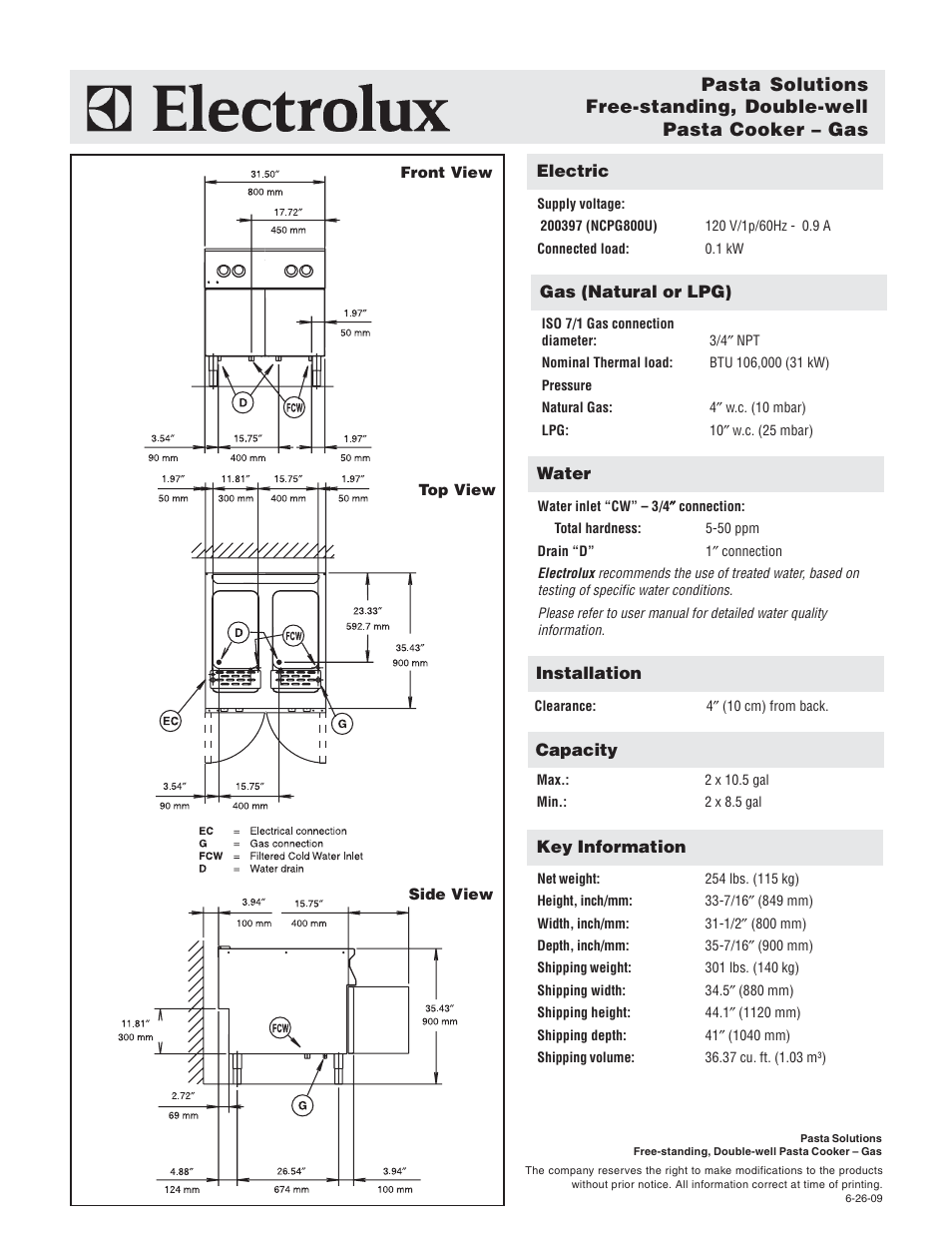 Electrolux NCPG800U User Manual | Page 2 / 2
