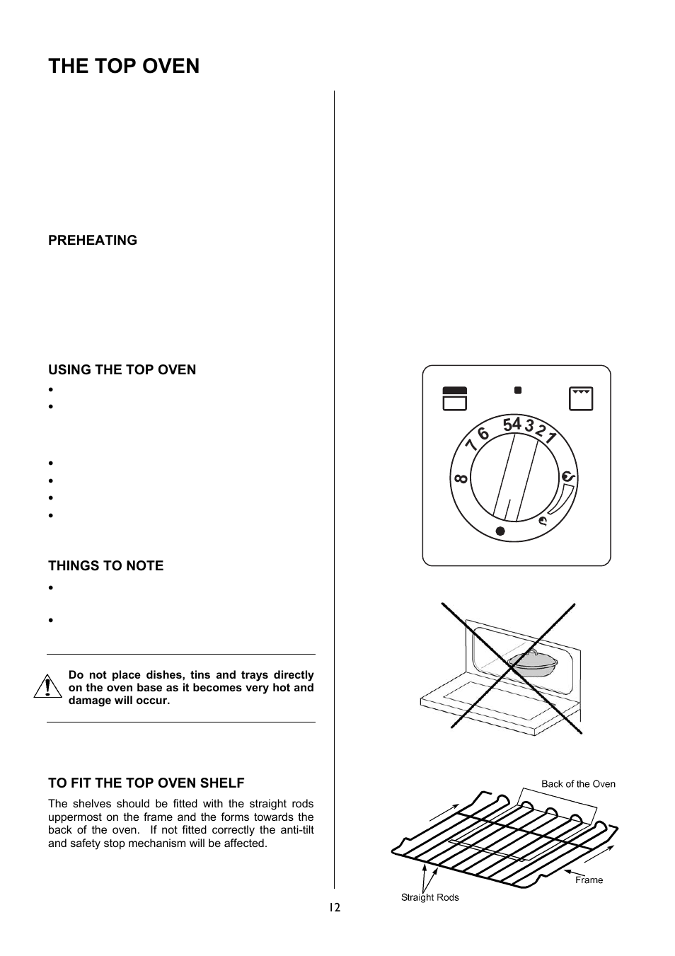 The top oven | Electrolux EKG5047 User Manual | Page 12 / 32