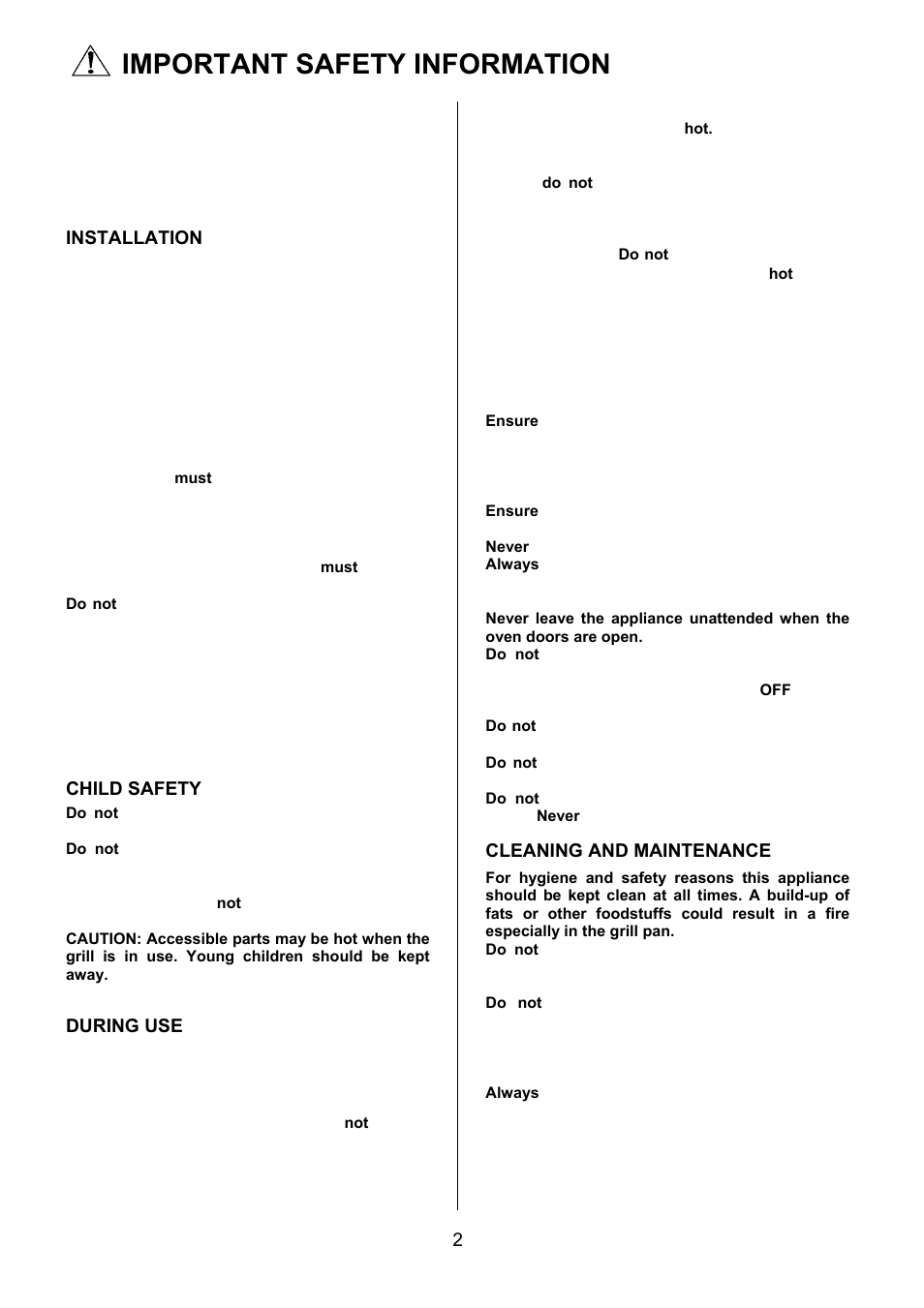 Important safety information | Electrolux EKG5047 User Manual | Page 2 / 32