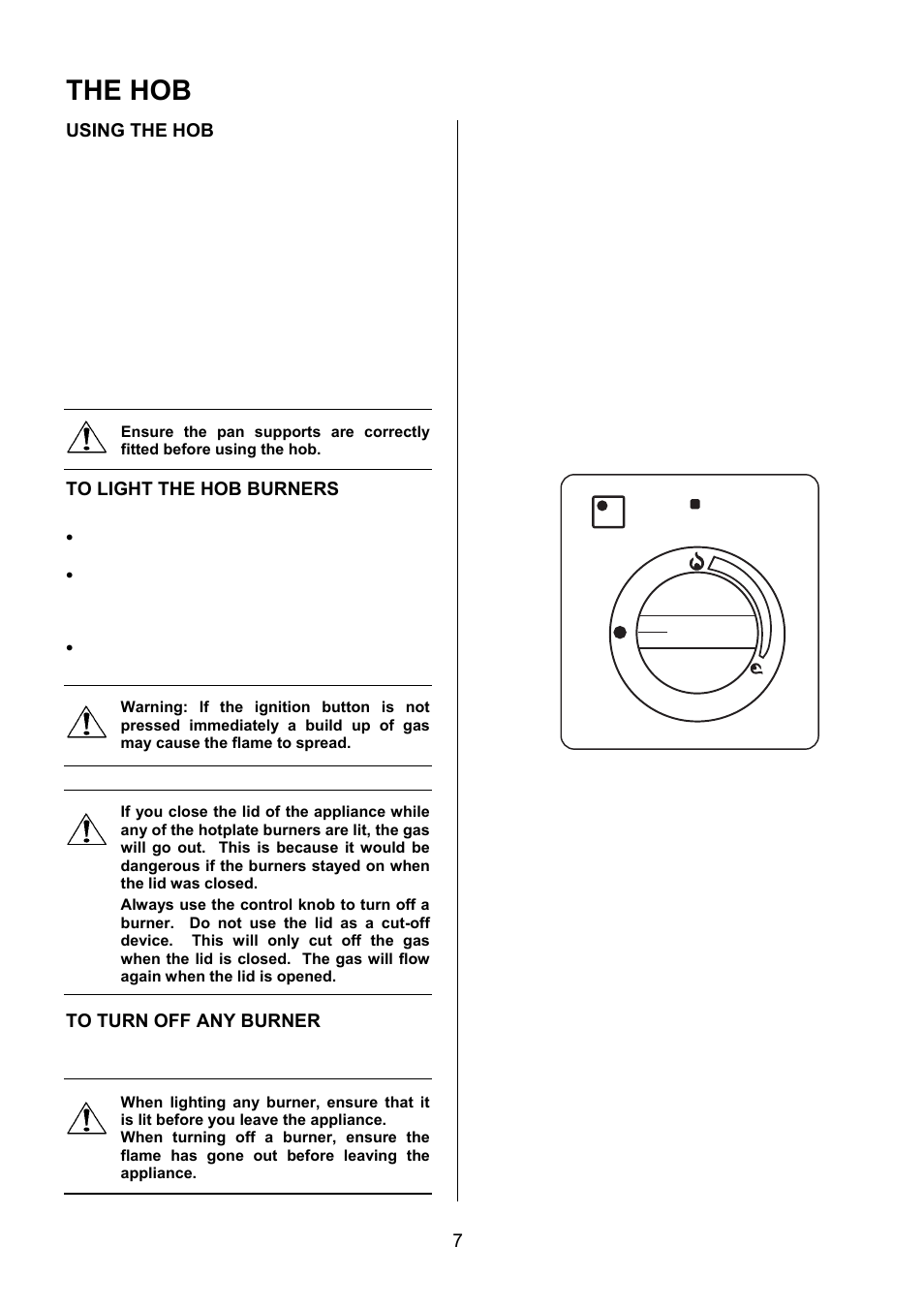 The hob, Using the hob | Electrolux EKG5047 User Manual | Page 7 / 32