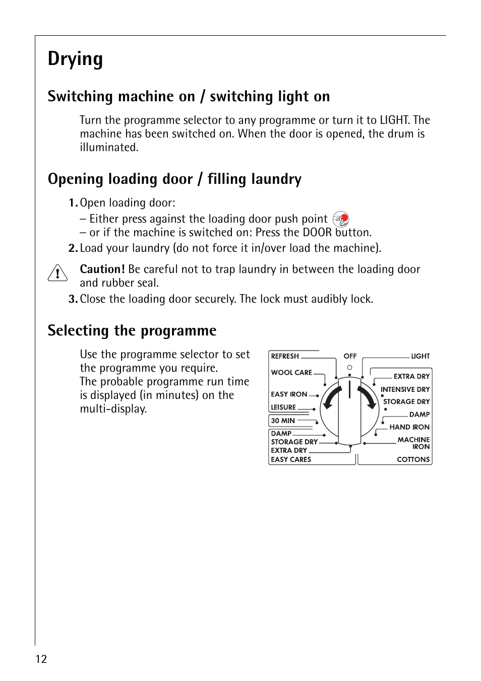 Drying | Electrolux LAVATHERM 57810 User Manual | Page 12 / 32