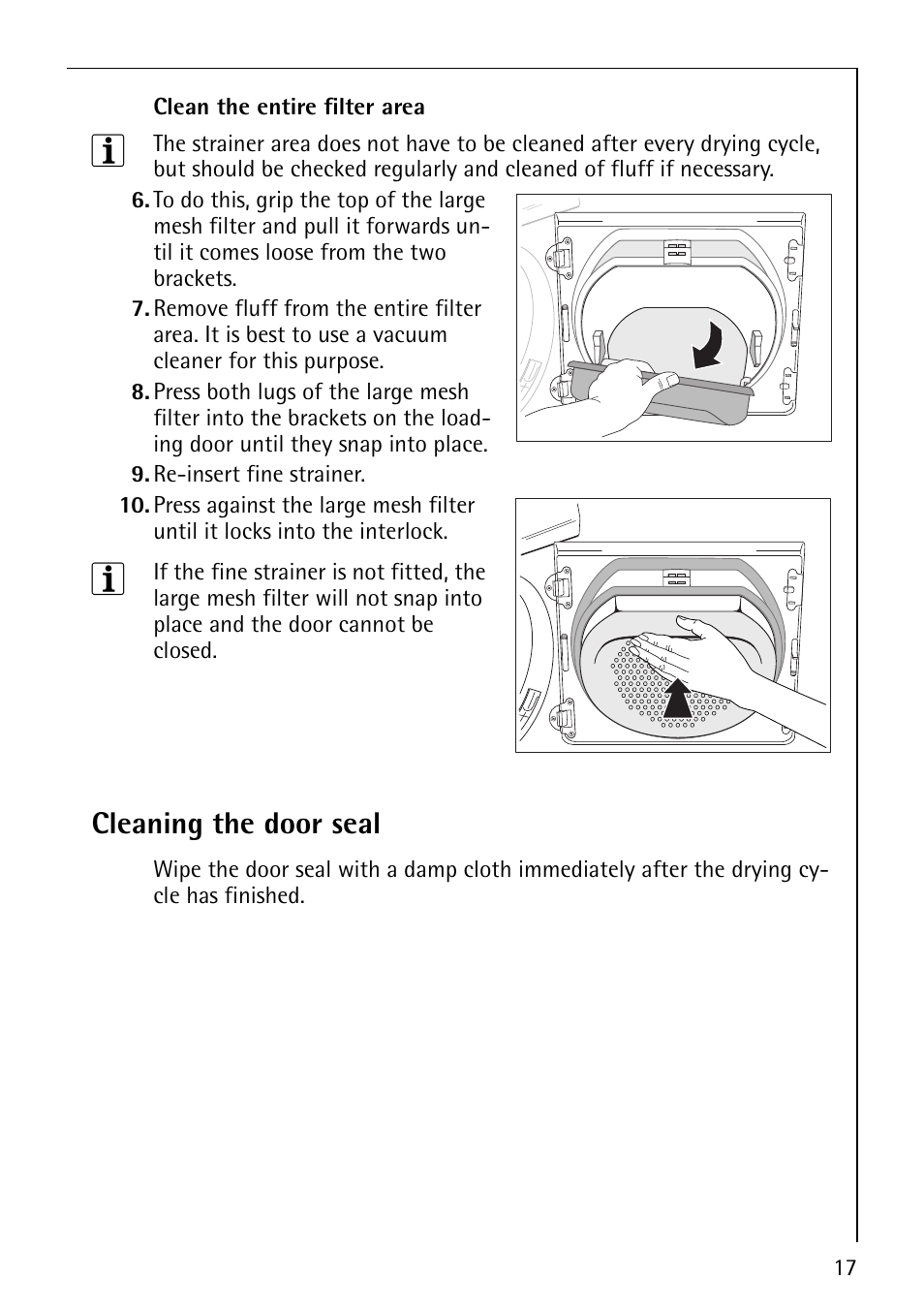 Cleaning the door seal | Electrolux LAVATHERM 57810 User Manual | Page 17 / 32