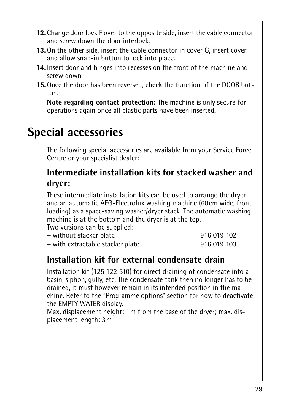 Special accessories, Installation kit for external condensate drain | Electrolux LAVATHERM 57810 User Manual | Page 29 / 32