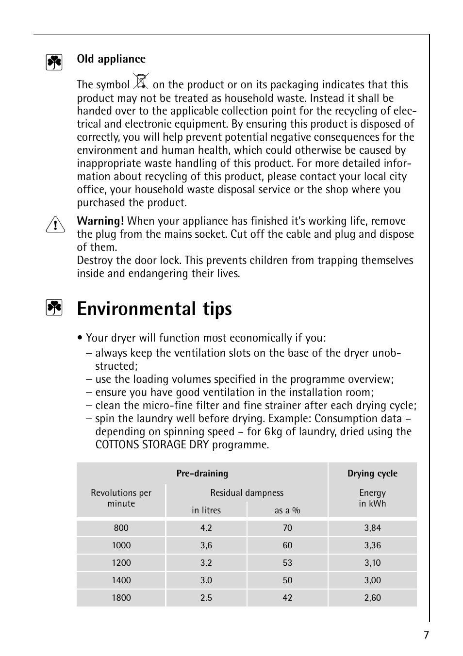2 environmental tips | Electrolux LAVATHERM 57810 User Manual | Page 7 / 32