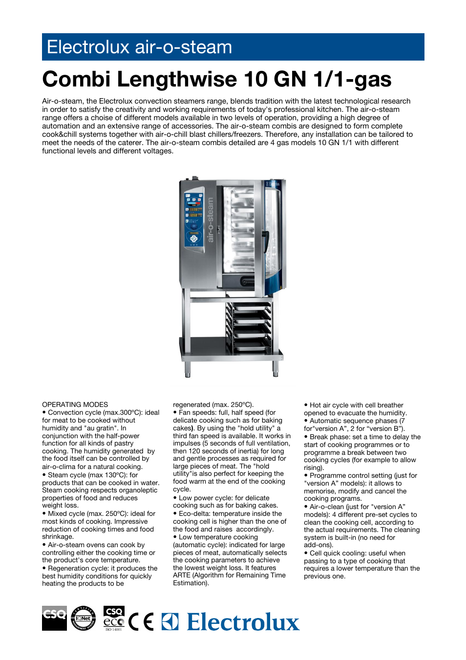 Electrolux 10 GN 1/1-GAS User Manual | 3 pages