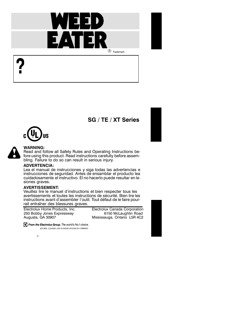 Electrolux TE Series User Manual | 8 pages