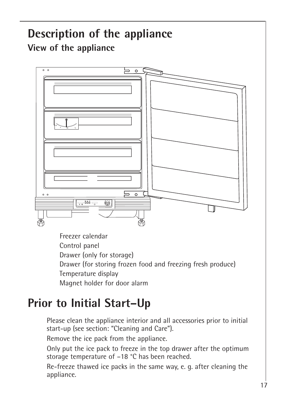 Description of the appliance, Prior to initial start–up | Electrolux 66050i User Manual | Page 17 / 32