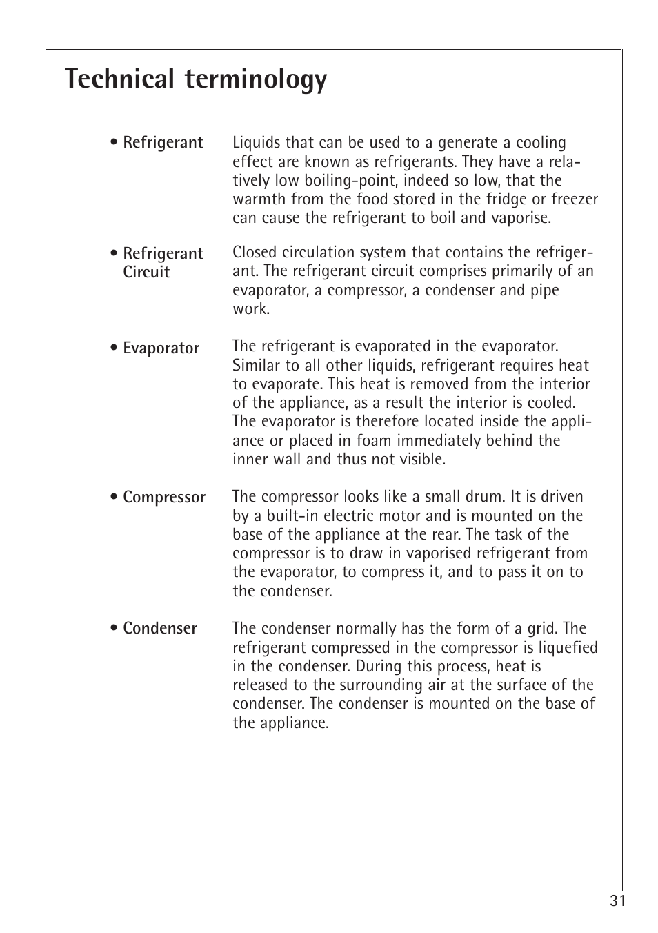 Technical terminology | Electrolux 66050i User Manual | Page 31 / 32