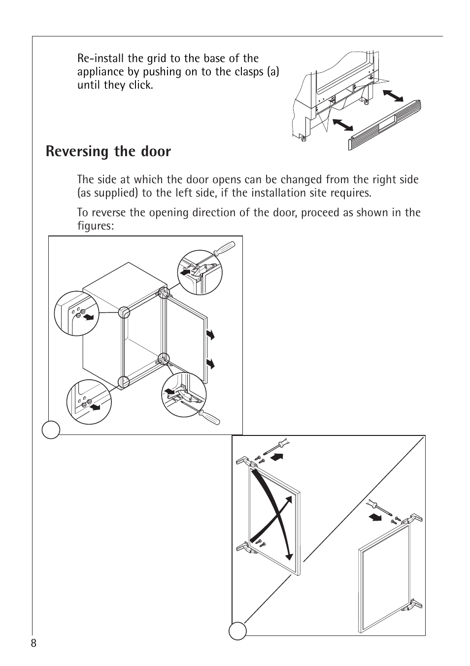 Reversing the door | Electrolux 66050i User Manual | Page 8 / 32